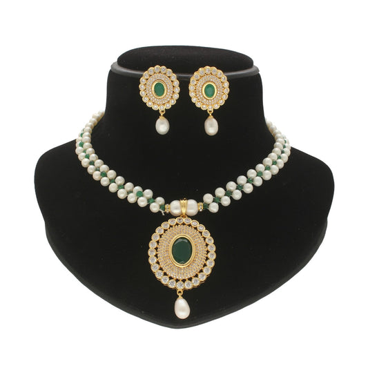J Pearls Moonlite Pearl Necklace Set - Swadesiicart