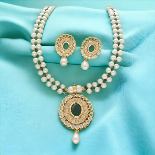 J Pearls Moonlite Pearl Necklace Set - Swadesiicart