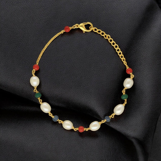 J Pearls Multicharm Holder Pearl Bracelet - Swadesiicart