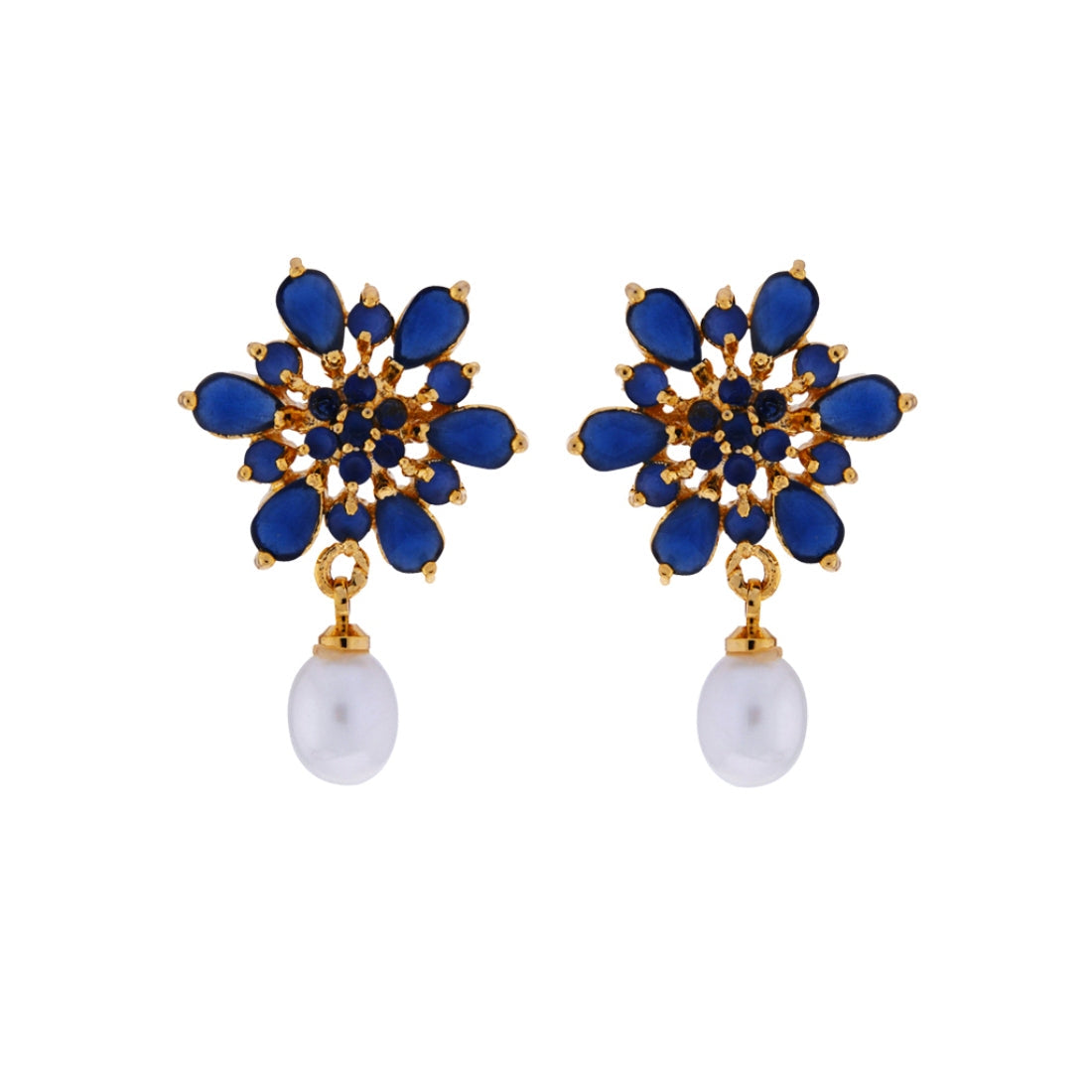 J Pearls Semi Precious Blue Stone Drop Earrings - Real Pearl Jewelry