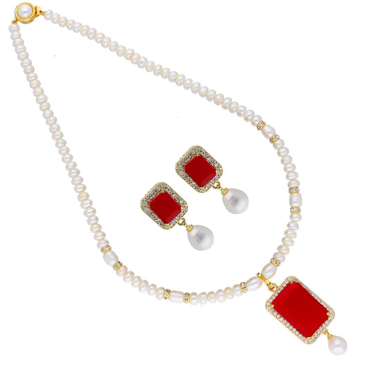 J Pearls Sara Pearl Pendant Set - Real Pearl Jewelry | Swadesiicart