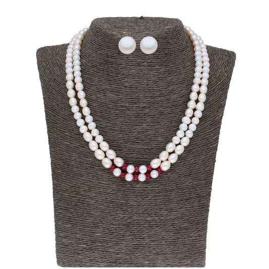 J Pearls 2 Line 5-6Mm Oval Pearl Set - Real Pearl Jewelry - J Pearls