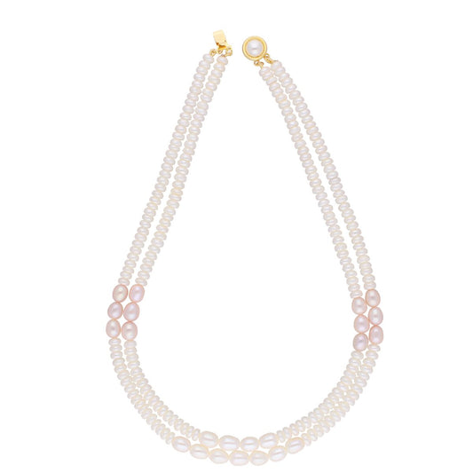 J Pearls 2 Line 5-6Mm Button Pearl Set - Real Pearl Jewelry - Swadesiicart