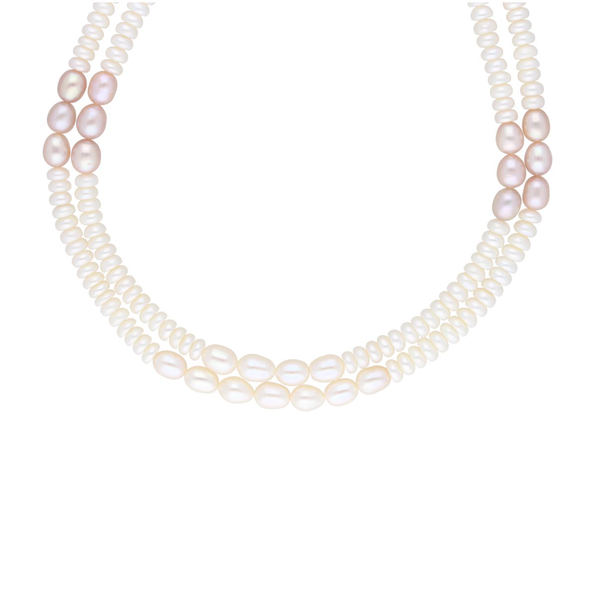 J Pearls 2 Line 5-6Mm Button Pearl Set - Real Pearl Jewelry - Swadesiicart