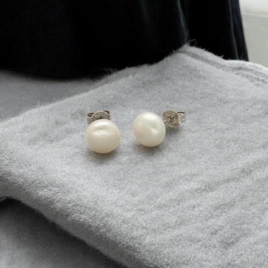J Pearls Glam 925 Silver Stud Earrings - Swadesiicart