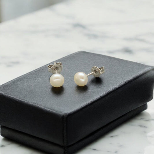 J Pearls Luxe 925 Silver Stud Earrings - Swadesiicart