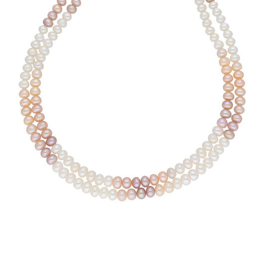 J Pearls 2 Line Mutli-Color Button Pearl Set - Real Pearl Jewelry - Swadesiicart