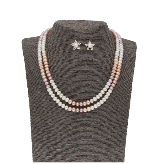 J Pearls 2 Line Mutli-Color Button Pearl Set - Real Pearl Jewelry - J Pearls