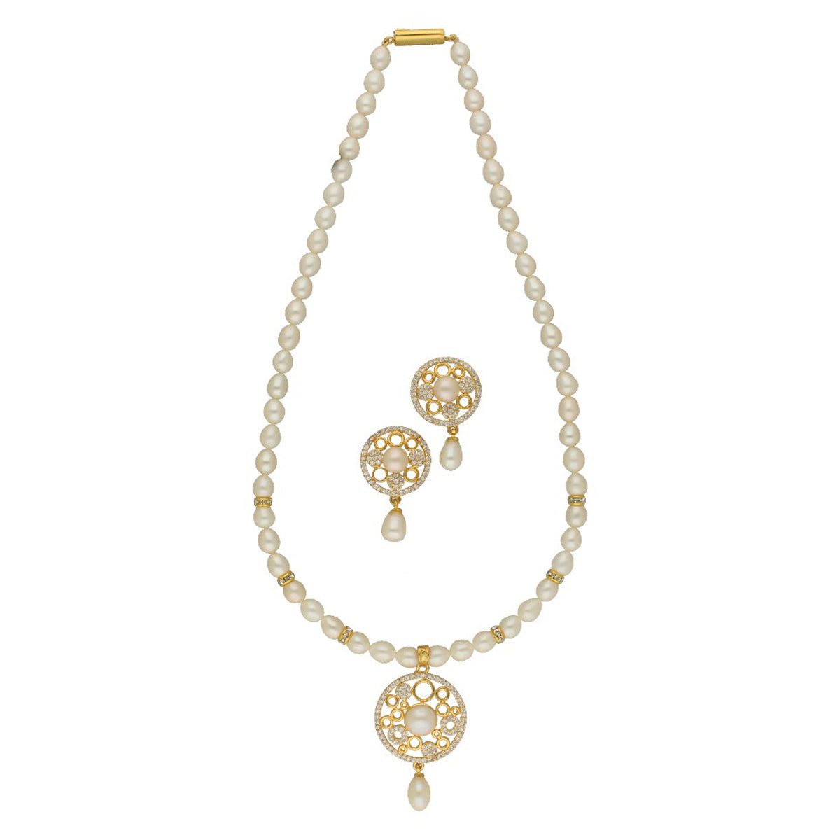 J Pearls Sublime Pearl Necklace Set - Swadesiicart