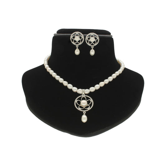 J Pearls Grandiose Pearl Necklace Set - Swadesiicart