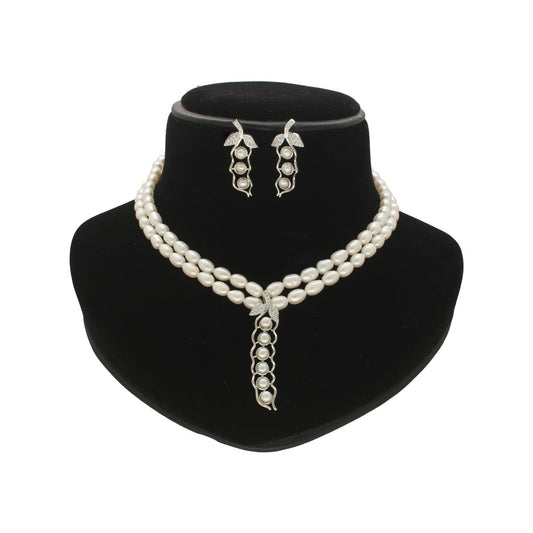 J Pearls Dual Line Iconic Pearl Necklace Set - Swadesiicart
