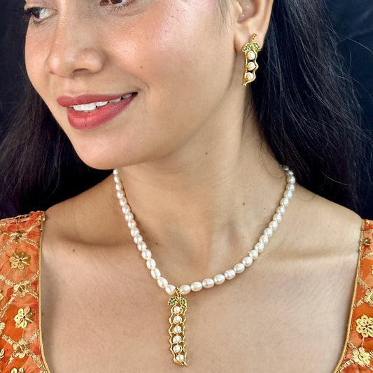 J Pearls Heavenly Pearl Necklace Set - Swadesiicart