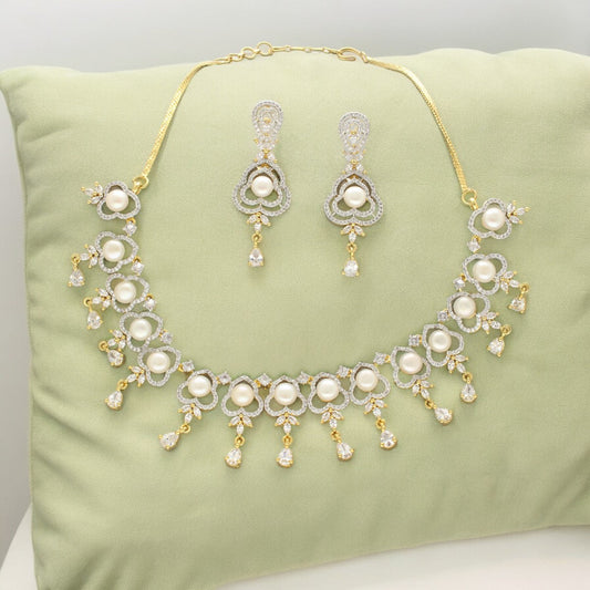J Pearls Lustrous Pearl Necklace Set - Swadesiicart