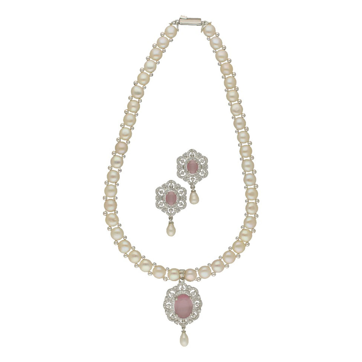 J Pearls Sumptuous Pearl Necklace Set - Swadesiicart