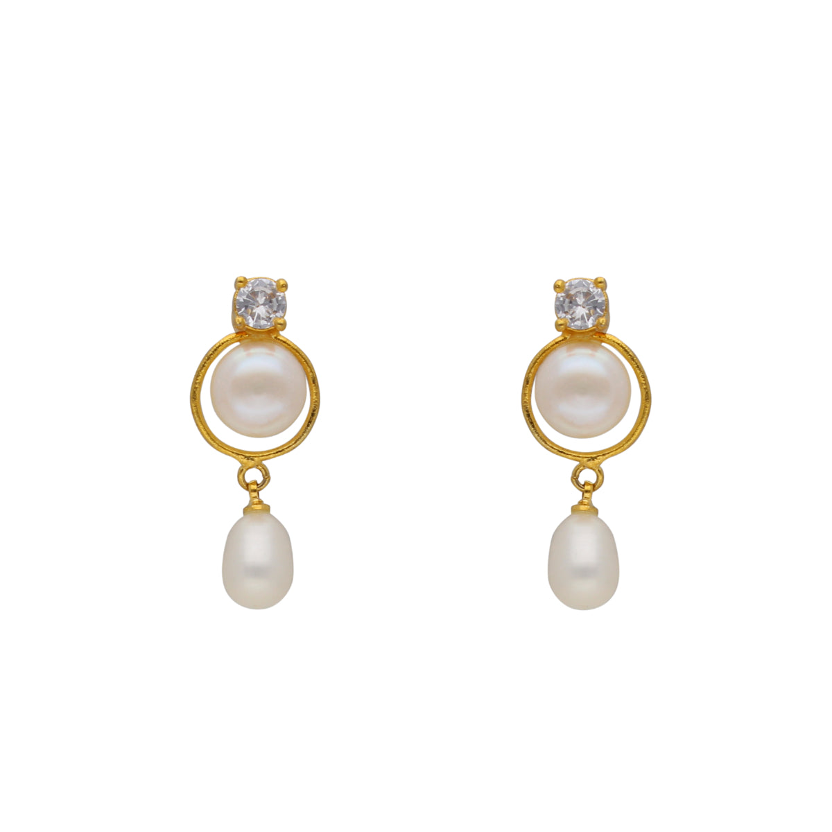 J Pearls Elegant Single Drop Pearl Set - Real Pearl Jewelry - Swadesiicart