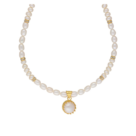 J Pearls Single String Fashionable Pearl Set - Real Pearl Jewelry