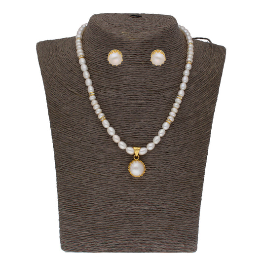J Pearls Single String Fashionable Pearl Set - Real Pearl Jewelry