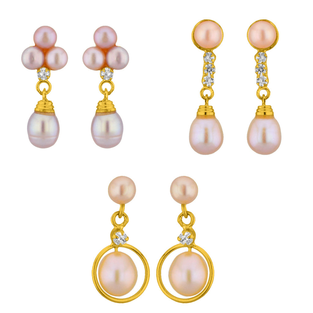 J Pearls Pink Pearl Combo - Real Pearl Jewelry | Swadesiicart