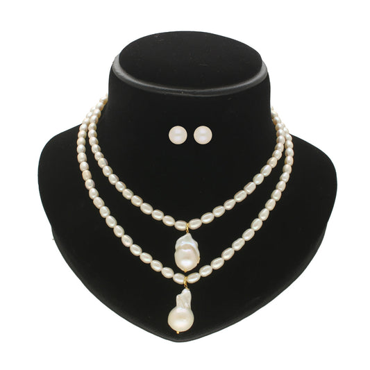 J Pearls Oeshi 2 Lines Oval Pearl Necklaces