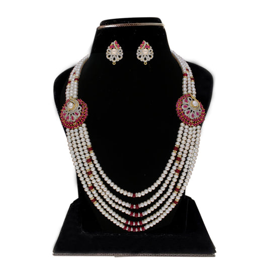 J Pearls Abarna 5 Lines Pearl Sets - Real Pearl Jewelry