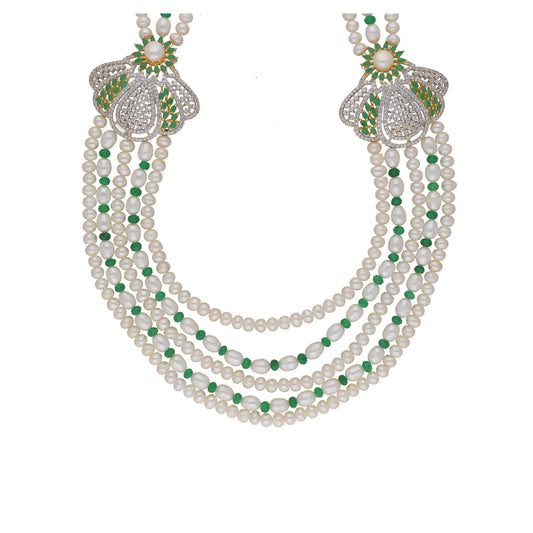 J Pearls Baldar 5 Lines Pearl Sets - Real Pearl Jewelry - Swadesiicart
