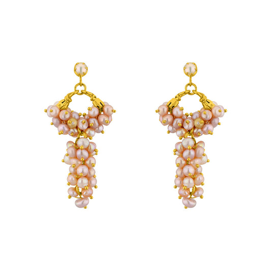 J Pearls Stunning Pink Balis - Real Pearl Jewelry | Swadesiicart