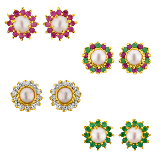 J Pearls Green Earrings - Real Pearl Jewelry | Swadesiicart