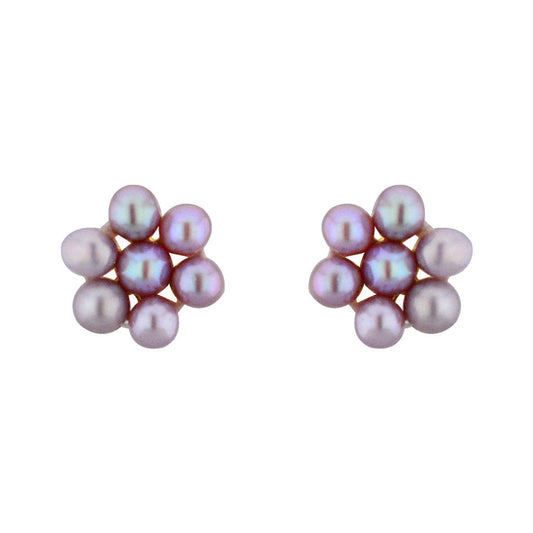 J Pearls 7 Pearls Peach Ear Rings - Real Pearl Jewelry - J Pearls