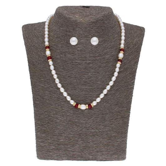 J Pearls Navishka 1 Line Pearl Set - Real Pearl Jewelry