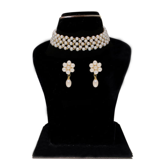 J Pearls Abarna 1 Line Pearl Choker - Real Pearl Jewelry | Swadesiicart