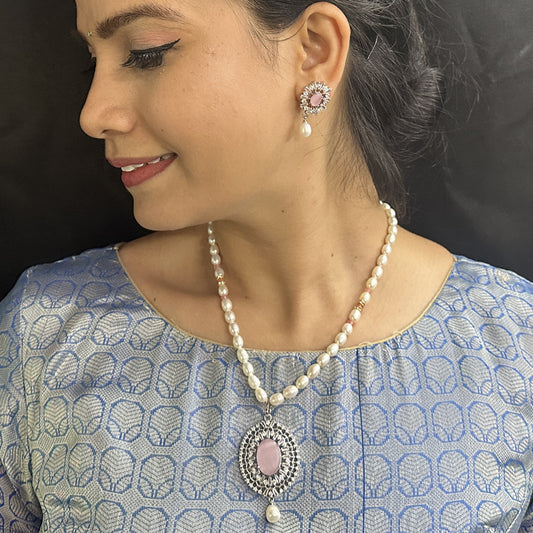 J Pearls Celestial Charm Pearl Necklace Set - Swadesiicart