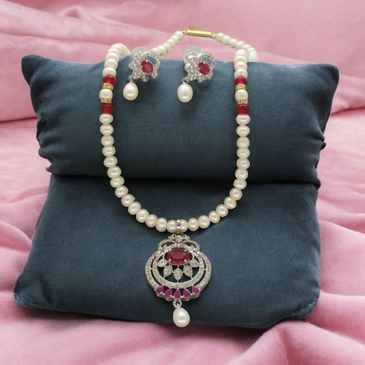 J Pearls Falak Pearl Necklace Set - Swadesiicart