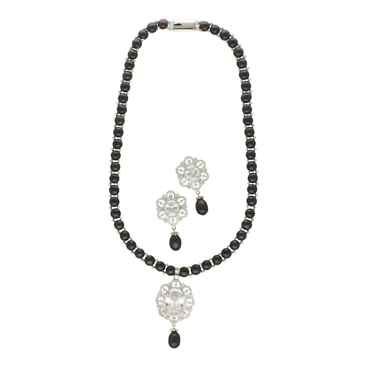 J Pearls Pran Pearl Necklace Set - Swadesiicart