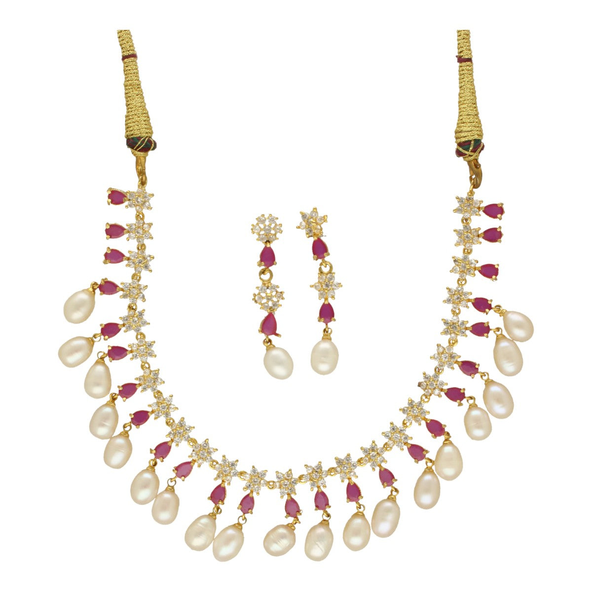 J Pearls Ekaaksh Pearl Necklace Set - Swadesiicart