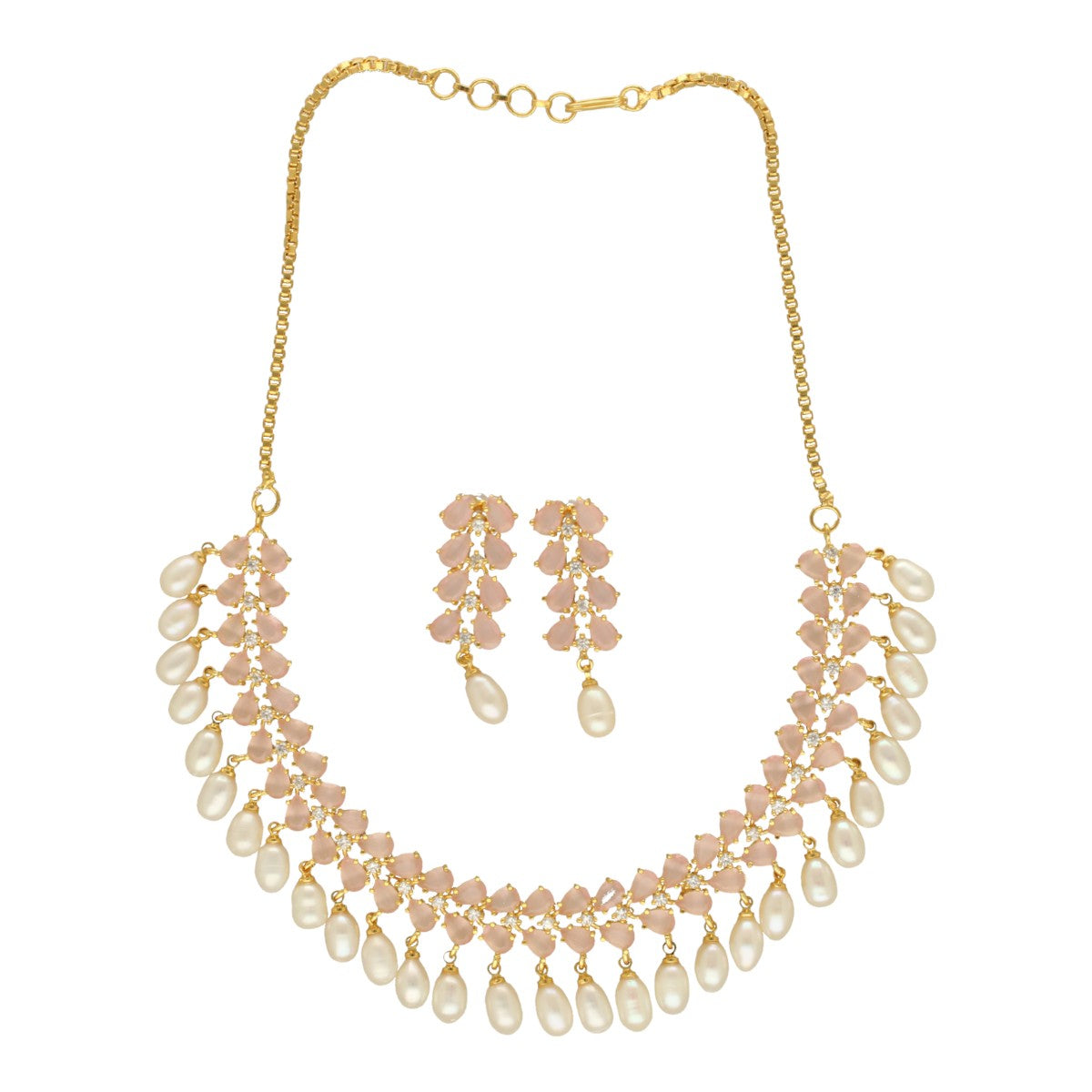 J Pearls Seraphic Sparkle Pearl Necklace Set - Swadesiicart