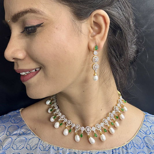 J Pearls Gitan Pearl Necklace Set - Swadesiicart