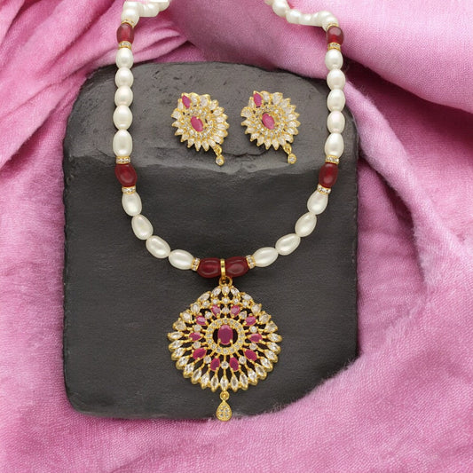 J Pearls Rinay Pearl Necklace Set - Swadesiicart