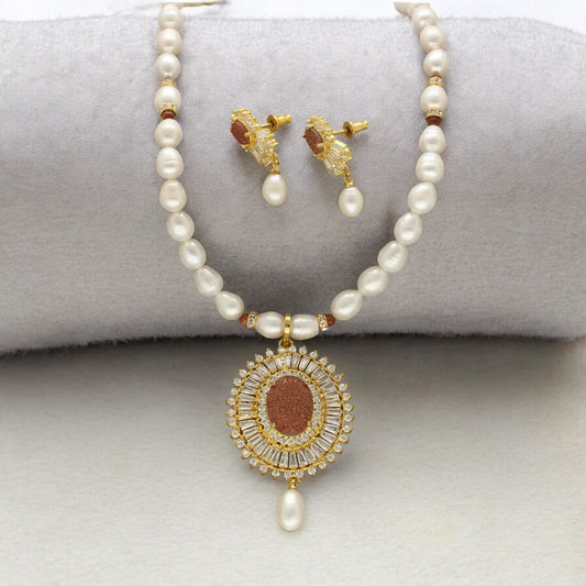 J Pearls Opal Pearl Necklace Set - Swadesiicart