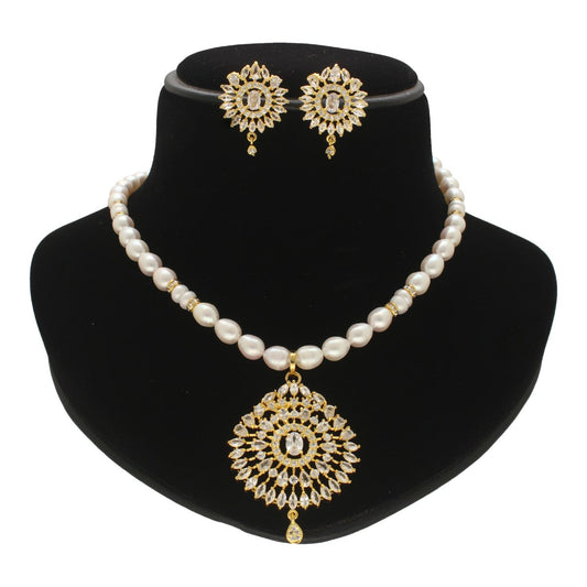 J Pearls Quasar Mystique Pearl Necklace Set - Swadesiicart
