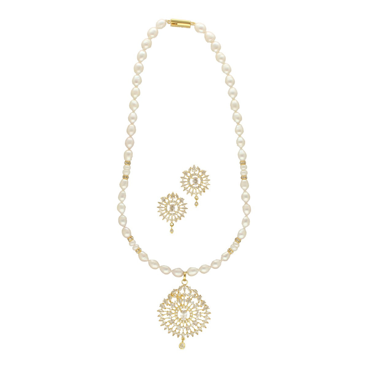 J Pearls Quasar Mystique Pearl Necklace Set - Swadesiicart