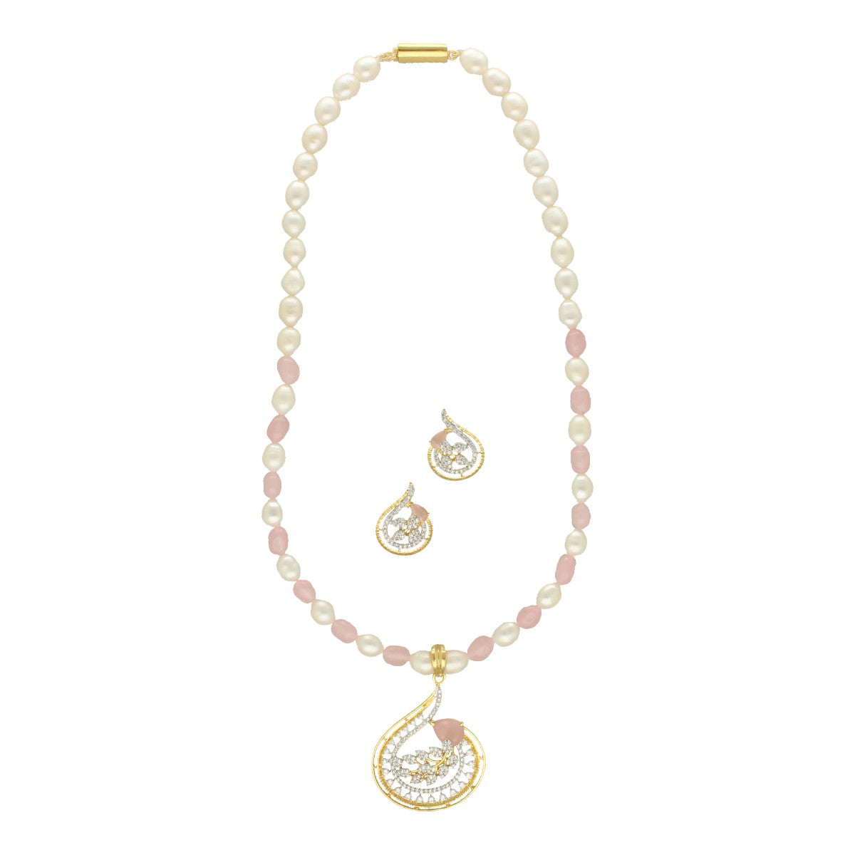 J Pearls Radiant Reverie Pearl Necklace Set - Swadesiicart