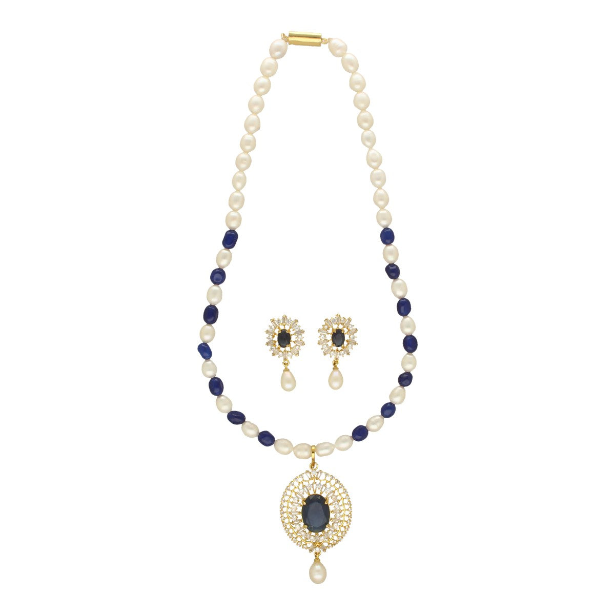 J Pearls Nivan Pearl Necklace Set - Swadesiicart