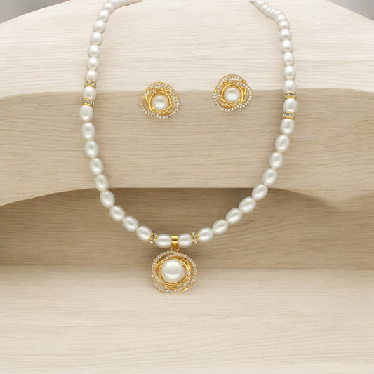 J Pearls Vihara Pearl Necklace Set - Swadesiicart