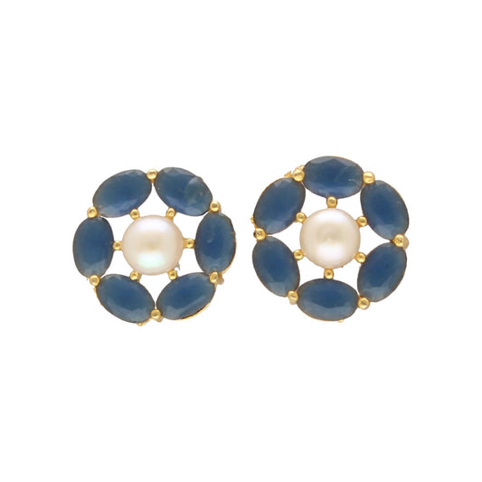 J Pearls Henna Pearl Earrings - Swadesiicart