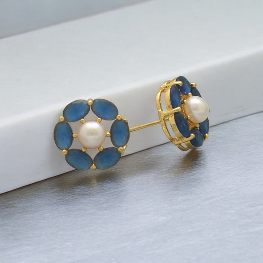J Pearls Henna Pearl Earrings - Swadesiicart
