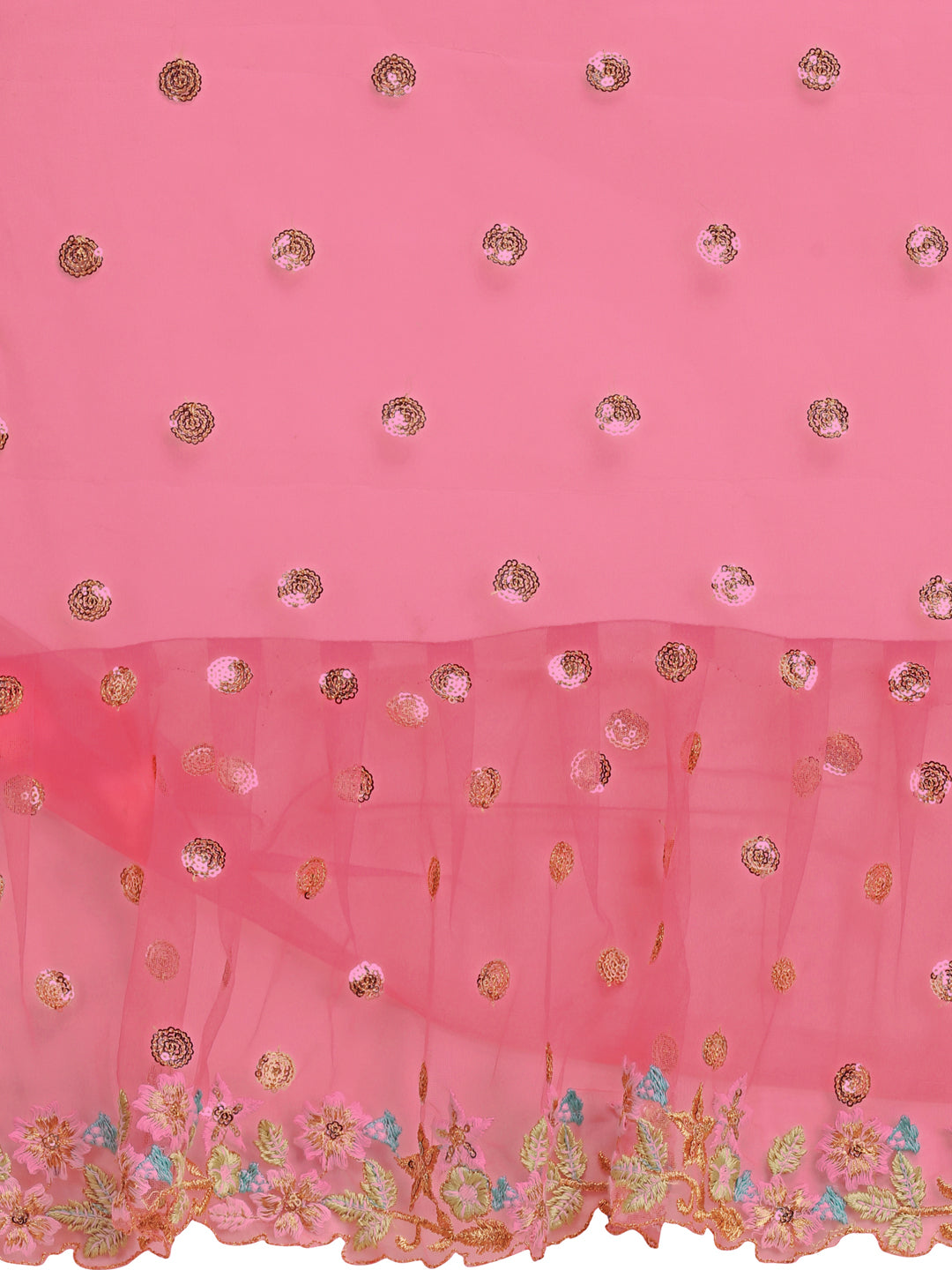 Lorenvalley Fashion Pink Butterfly Net Ruffle Saree with Fancy Sequence work & Blouse - Swadesiicart