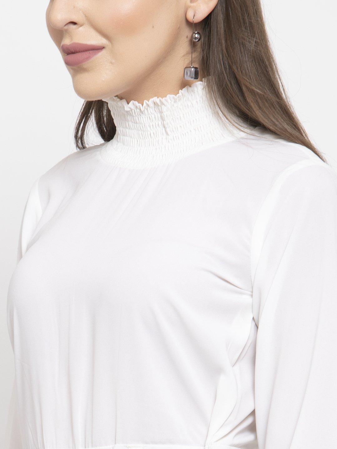 Jompers Women White Solid Basic Jumpsuit - Swadesiicart