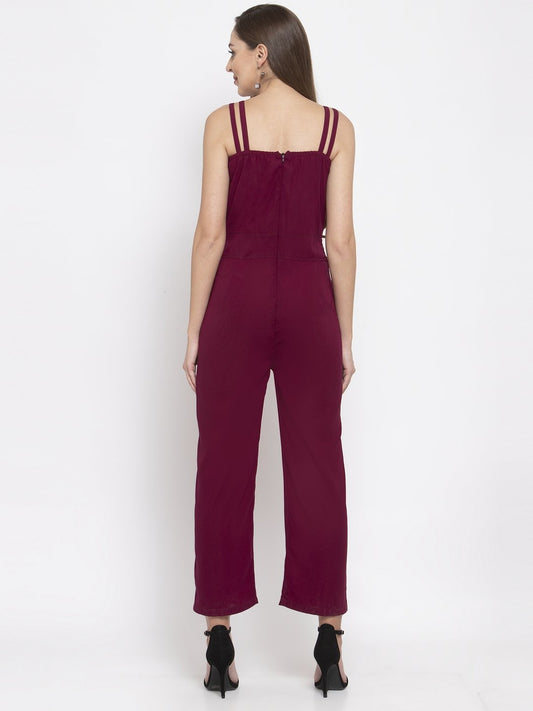 Jompers Women Purple Solid Embellished Jumpsuit - Swadesiicart