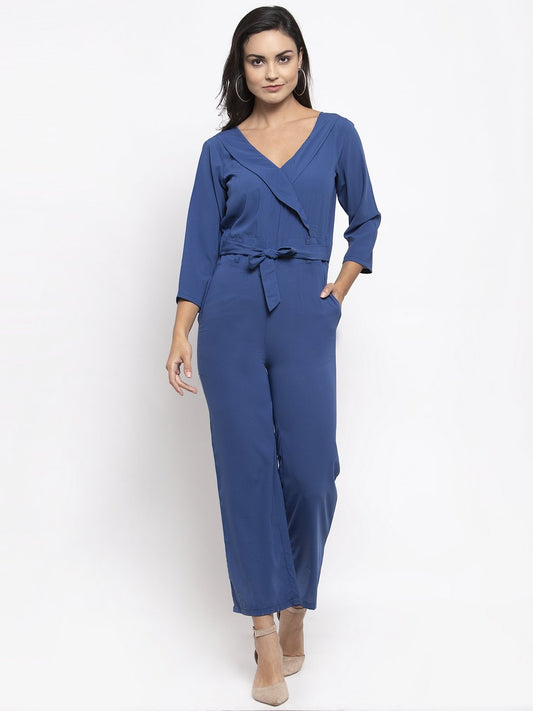 Jompers Women Blue Solid Jumpsuit - Swadesiicart