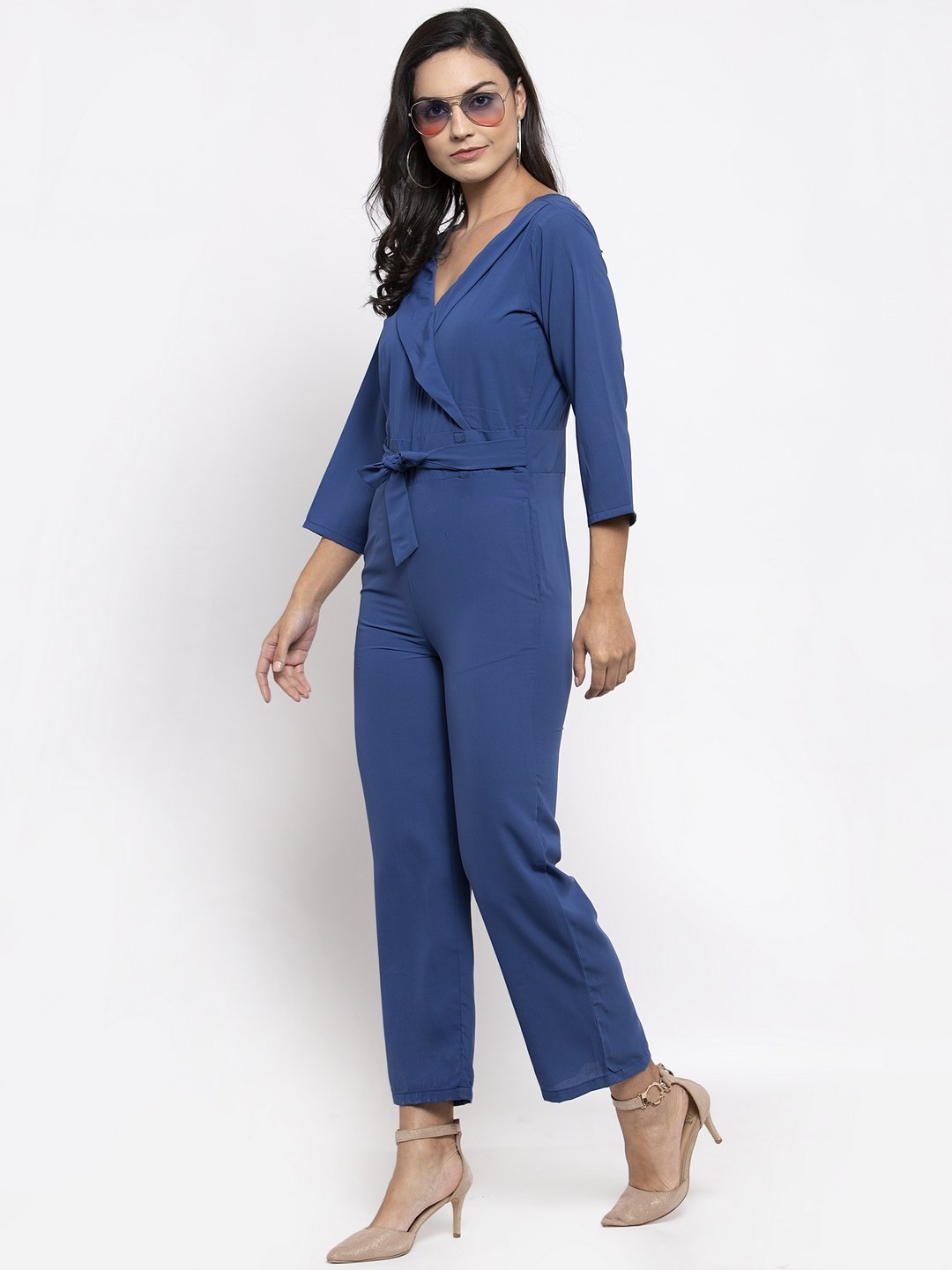 Jompers Women Blue Solid Jumpsuit - Swadesiicart